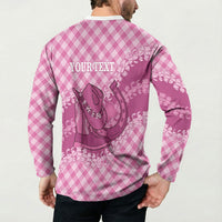 Alaka Hawaii Cowboy Palaka Motifs Personalised Button Sweatshirt Paniolo Festival Puakenikeni Lei LT14 - Polynesian Pride
