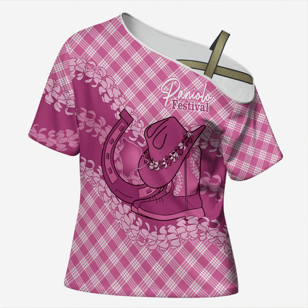 Alaka Hawaii Cowboy Palaka Motifs Personalised Cross Shoulder Shirt Paniolo Festival Puakenikeni Lei