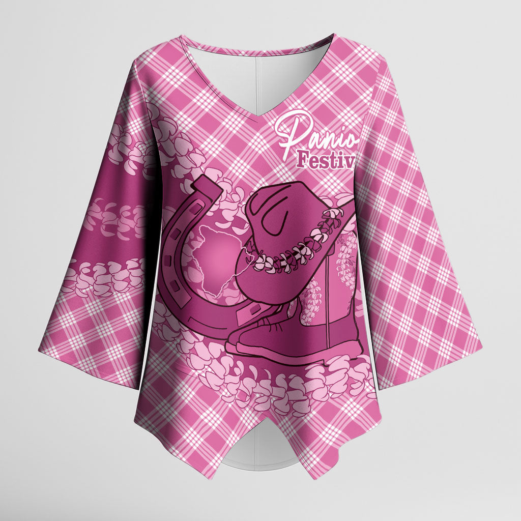 Alaka Hawaii Cowboy Palaka Motifs Personalised Kimono Sleeve Blouse Paniolo Festival Puakenikeni Lei