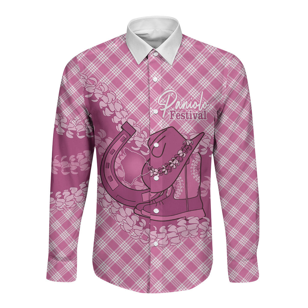 Alaka Hawaii Cowboy Palaka Motifs Personalised Long Sleeve Button Shirt Paniolo Festival Puakenikeni Lei