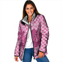Alaka Hawaii Cowboy Palaka Motifs Personalised Padded Jacket Paniolo Festival Puakenikeni Lei LT14 Women Pink - Polynesian Pride