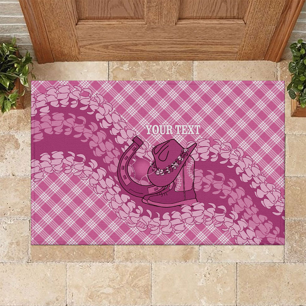Alaka Hawaii Cowboy Palaka Motifs Personalised Rubber Doormat Paniolo Festival Puakenikeni Lei