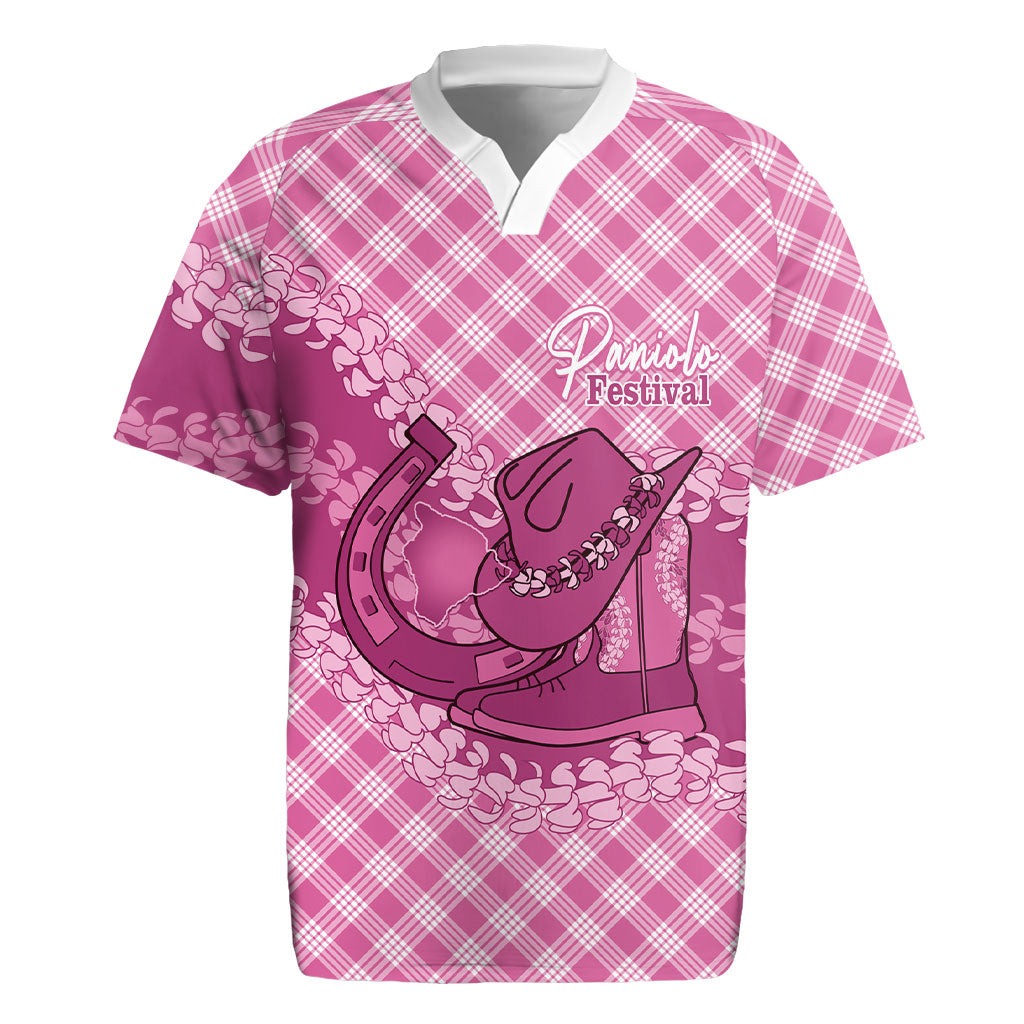Alaka Hawaii Cowboy Palaka Motifs Personalised Rugby Jersey Paniolo Festival Puakenikeni Lei