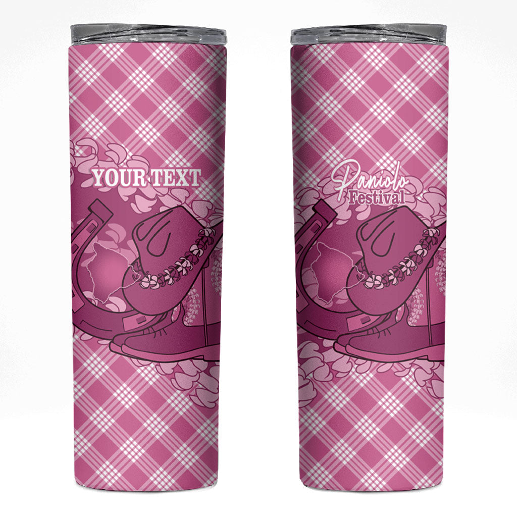 Alaka Hawaii Cowboy Palaka Motifs Personalised Skinny Tumbler Paniolo Festival Puakenikeni Lei