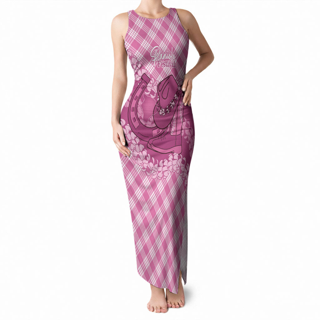 Alaka Hawaii Cowboy Palaka Motifs Personalised Tank Maxi Dress Paniolo Festival Puakenikeni Lei