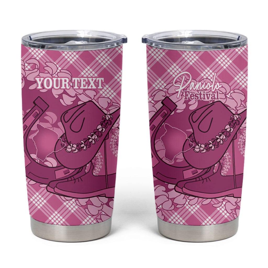 Alaka Hawaii Cowboy Palaka Motifs Personalised Tumbler Cup Paniolo Festival Puakenikeni Lei