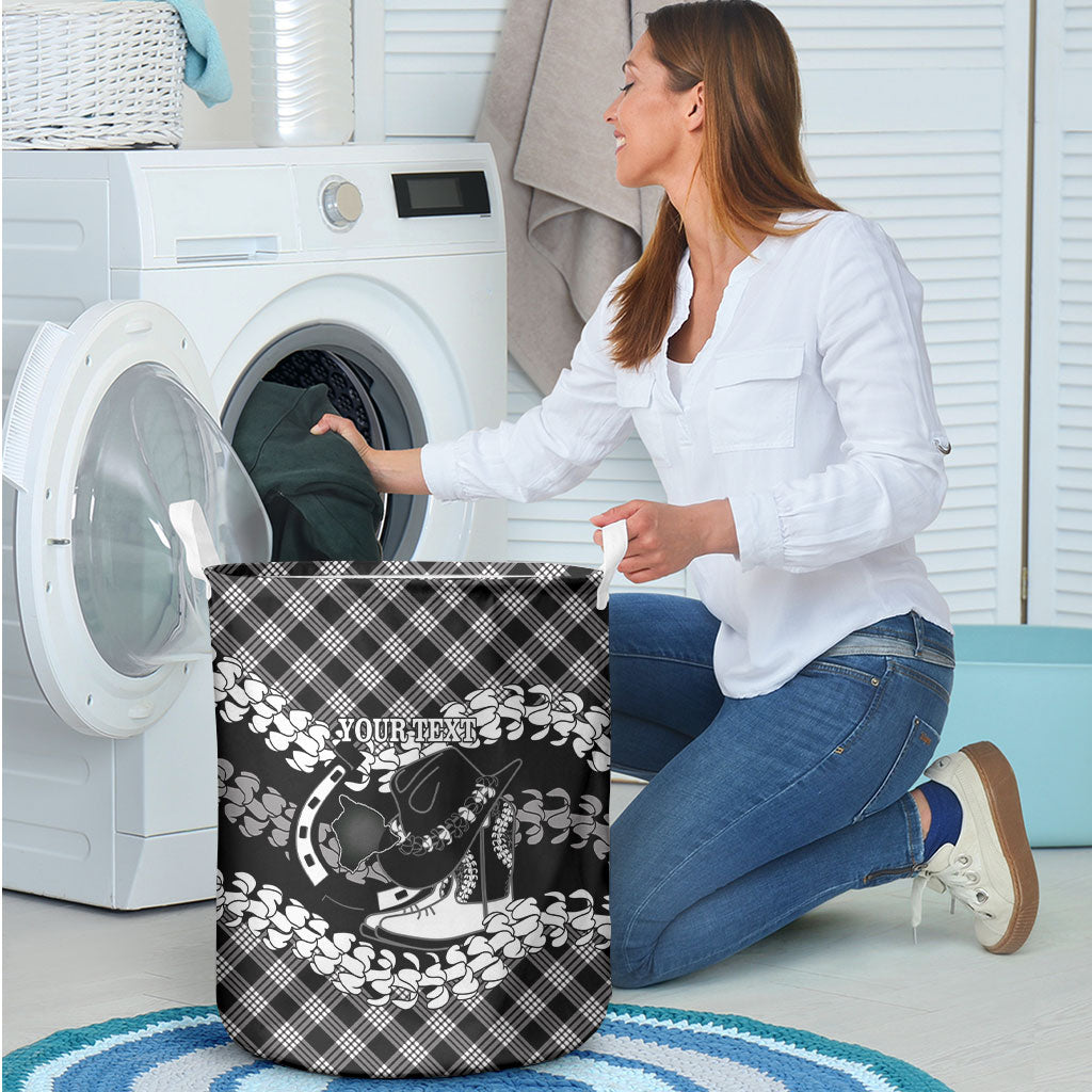 Eleele Hawaii Cowboy Palaka Motifs Personalised Laundry Basket Paniolo Festival Puakenikeni Lei LT14 - Polynesian Pride