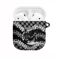 Eleele Hawaii Cowboy Palaka Motifs Personalised AirPods Case Paniolo Festival Puakenikeni Lei LT14 Black - Polynesian Pride