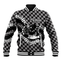 Eleele Hawaii Cowboy Palaka Motifs Personalised Baseball Jacket Paniolo Festival Puakenikeni Lei LT14 Unisex Black - Polynesian Pride