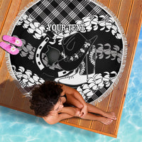 Eleele Hawaii Cowboy Palaka Motifs Personalised Beach Blanket Paniolo Festival Puakenikeni Lei LT14 - Polynesian Pride