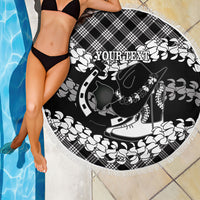 Eleele Hawaii Cowboy Palaka Motifs Personalised Beach Blanket Paniolo Festival Puakenikeni Lei LT14 - Polynesian Pride