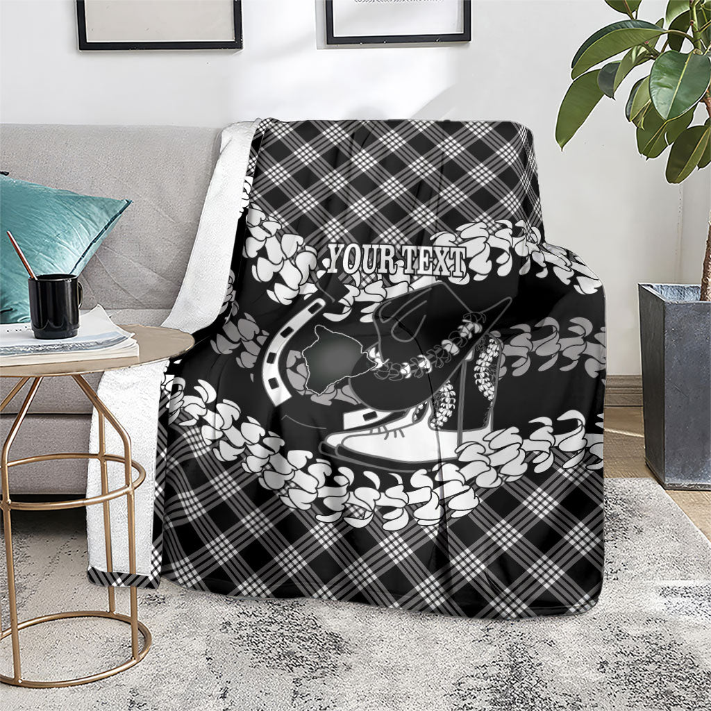 Eleele Hawaii Cowboy Palaka Motifs Personalised Blanket Paniolo Festival Puakenikeni Lei LT14 - Polynesian Pride