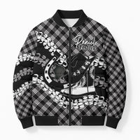 Eleele Hawaii Cowboy Palaka Motifs Personalised Bomber Puffer Jacket Paniolo Festival Puakenikeni Lei LT14 Unisex Black - Polynesian Pride