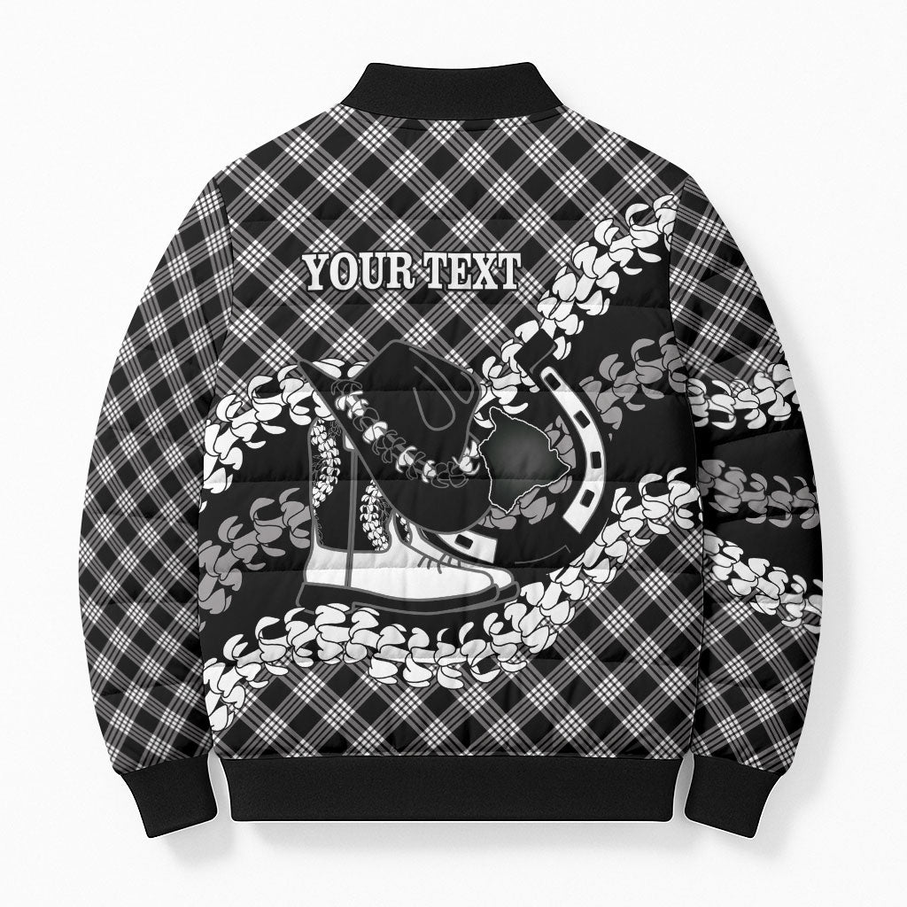 Eleele Hawaii Cowboy Palaka Motifs Personalised Bomber Puffer Jacket Paniolo Festival Puakenikeni Lei LT14 - Polynesian Pride
