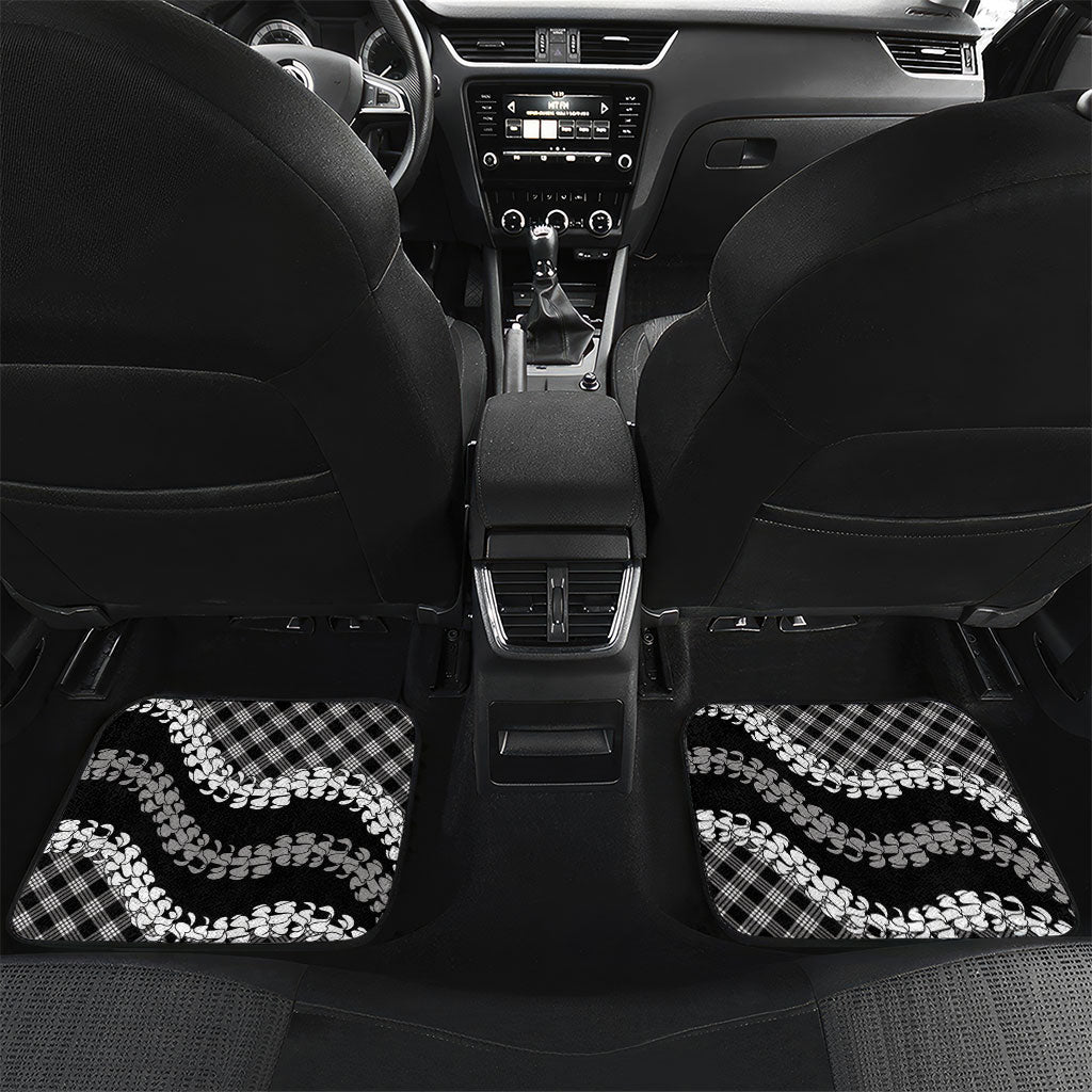 Eleele Hawaii Cowboy Palaka Motifs Personalised Car Mats Paniolo Festival Puakenikeni Lei LT14 Set 2pcs - Back Black - Polynesian Pride