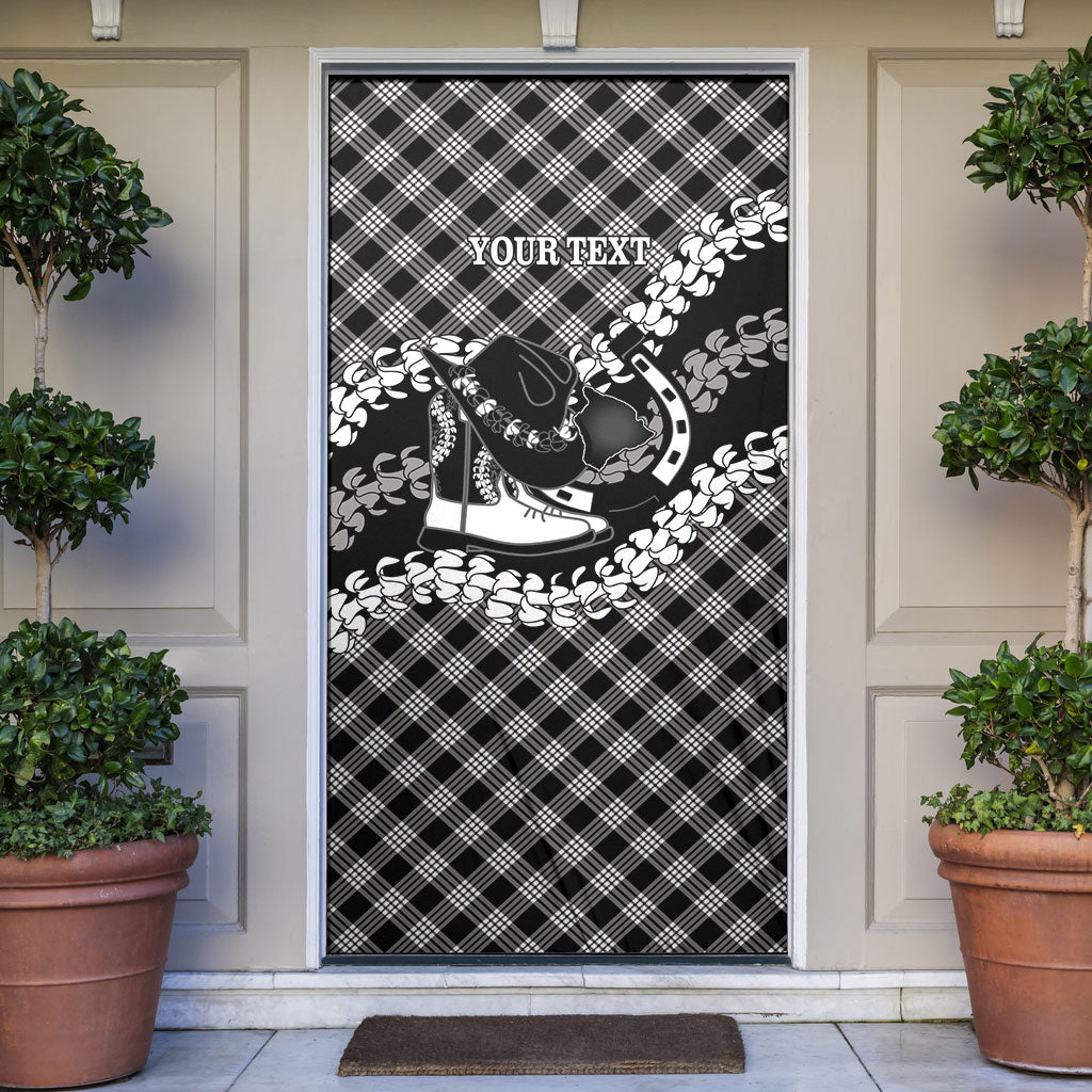 Eleele Hawaii Cowboy Palaka Motifs Personalised Door Cover Paniolo Festival Puakenikeni Lei