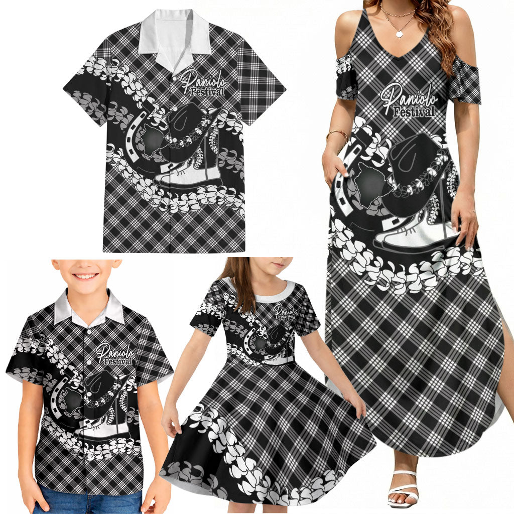 Eleele Hawaii Cowboy Palaka Motifs Personalised Family Matching Summer Maxi Dress and Hawaiian Shirt Paniolo Festival Puakenikeni Lei LT14 - Polynesian Pride