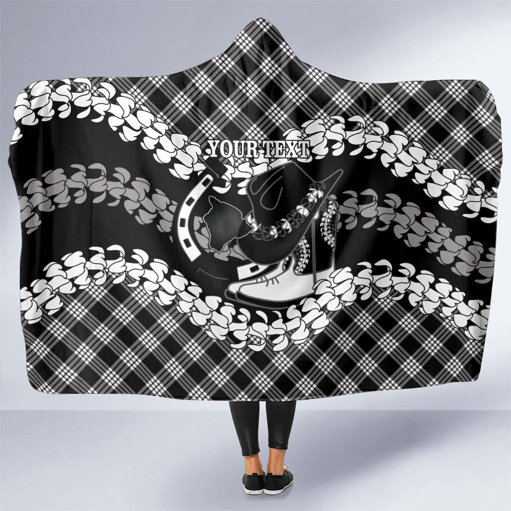 Eleele Hawaii Cowboy Palaka Motifs Personalised Hooded Blanket Paniolo Festival Puakenikeni Lei