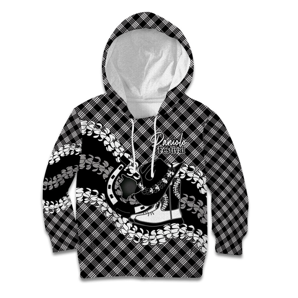 Eleele Hawaii Cowboy Palaka Motifs Personalised Kid Hoodie Paniolo Festival Puakenikeni Lei