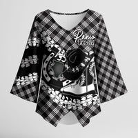 Eleele Hawaii Cowboy Palaka Motifs Personalised Kimono Sleeve Blouse Paniolo Festival Puakenikeni Lei LT14 Female Black - Polynesian Pride
