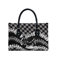 Eleele Hawaii Cowboy Palaka Motifs Personalised Leather Bag Paniolo Festival Puakenikeni Lei LT14 - Polynesian Pride