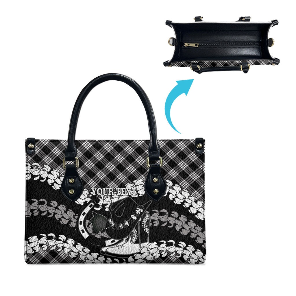 Eleele Hawaii Cowboy Palaka Motifs Personalised Leather Bag Paniolo Festival Puakenikeni Lei LT14 - Polynesian Pride