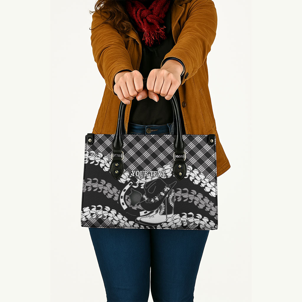 Eleele Hawaii Cowboy Palaka Motifs Personalised Leather Bag Paniolo Festival Puakenikeni Lei LT14 - Polynesian Pride