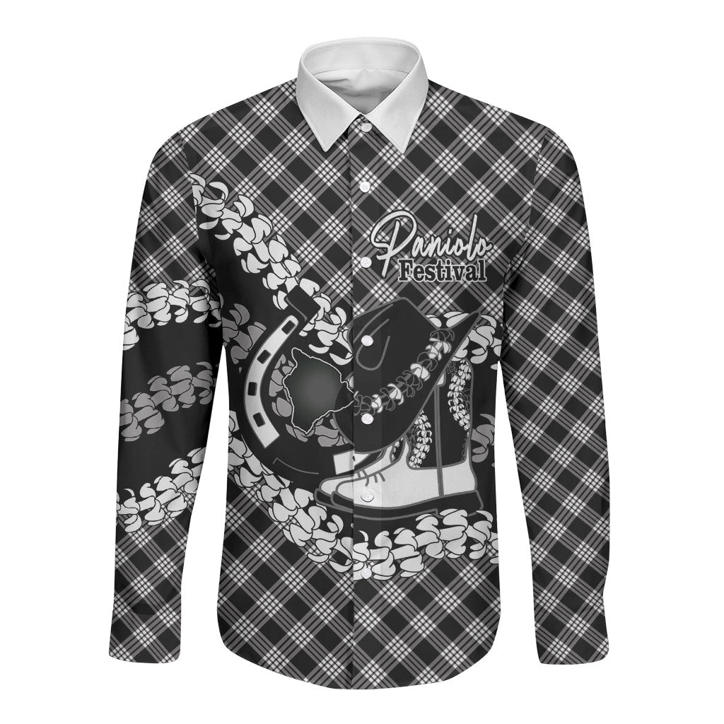 Eleele Hawaii Cowboy Palaka Motifs Personalised Long Sleeve Button Shirt Paniolo Festival Puakenikeni Lei
