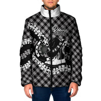 Eleele Hawaii Cowboy Palaka Motifs Personalised Padded Jacket Paniolo Festival Puakenikeni Lei LT14 Men Black - Polynesian Pride