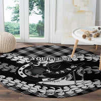 Eleele Hawaii Cowboy Palaka Motifs Personalised Round Carpet Paniolo Festival Puakenikeni Lei LT14 - Polynesian Pride
