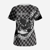 Eleele Hawaii Cowboy Palaka Motifs Personalised Scrub Top Paniolo Festival Puakenikeni Lei LT14 - Polynesian Pride