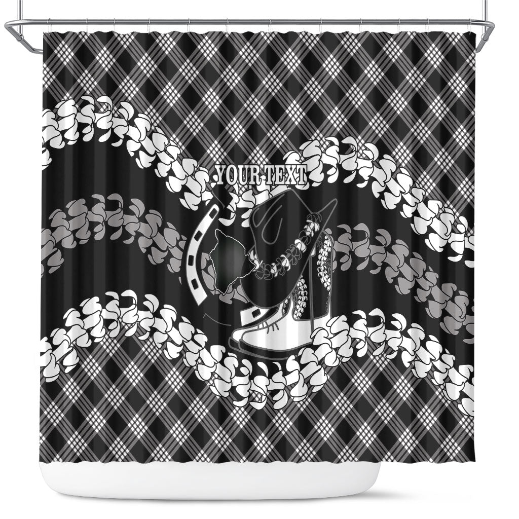 Eleele Hawaii Cowboy Palaka Motifs Personalised Shower Curtain Paniolo Festival Puakenikeni Lei