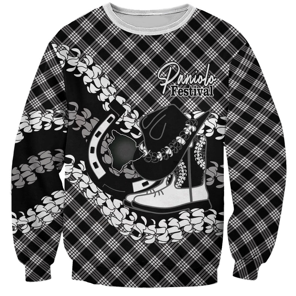 Eleele Hawaii Cowboy Palaka Motifs Personalised Sweatshirt Paniolo Festival Puakenikeni Lei