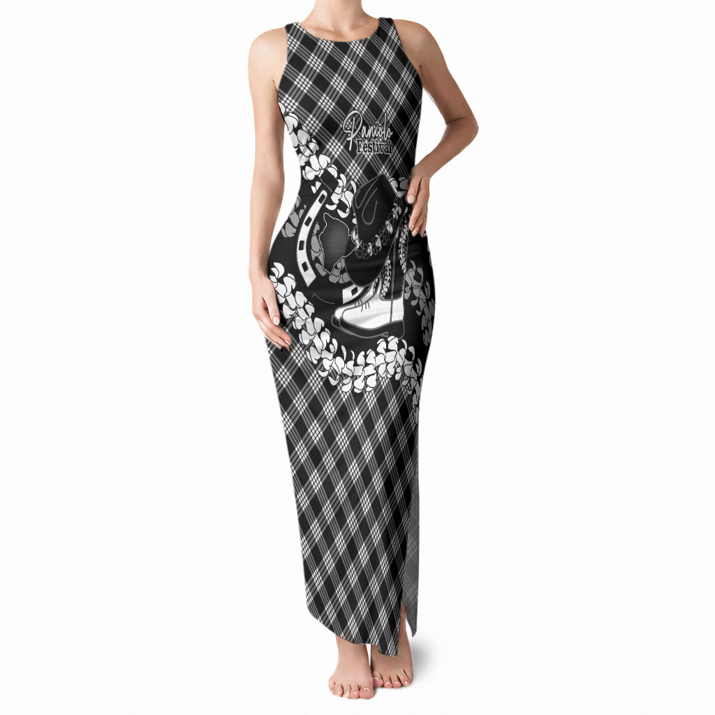 Eleele Hawaii Cowboy Palaka Motifs Personalised Tank Maxi Dress Paniolo Festival Puakenikeni Lei