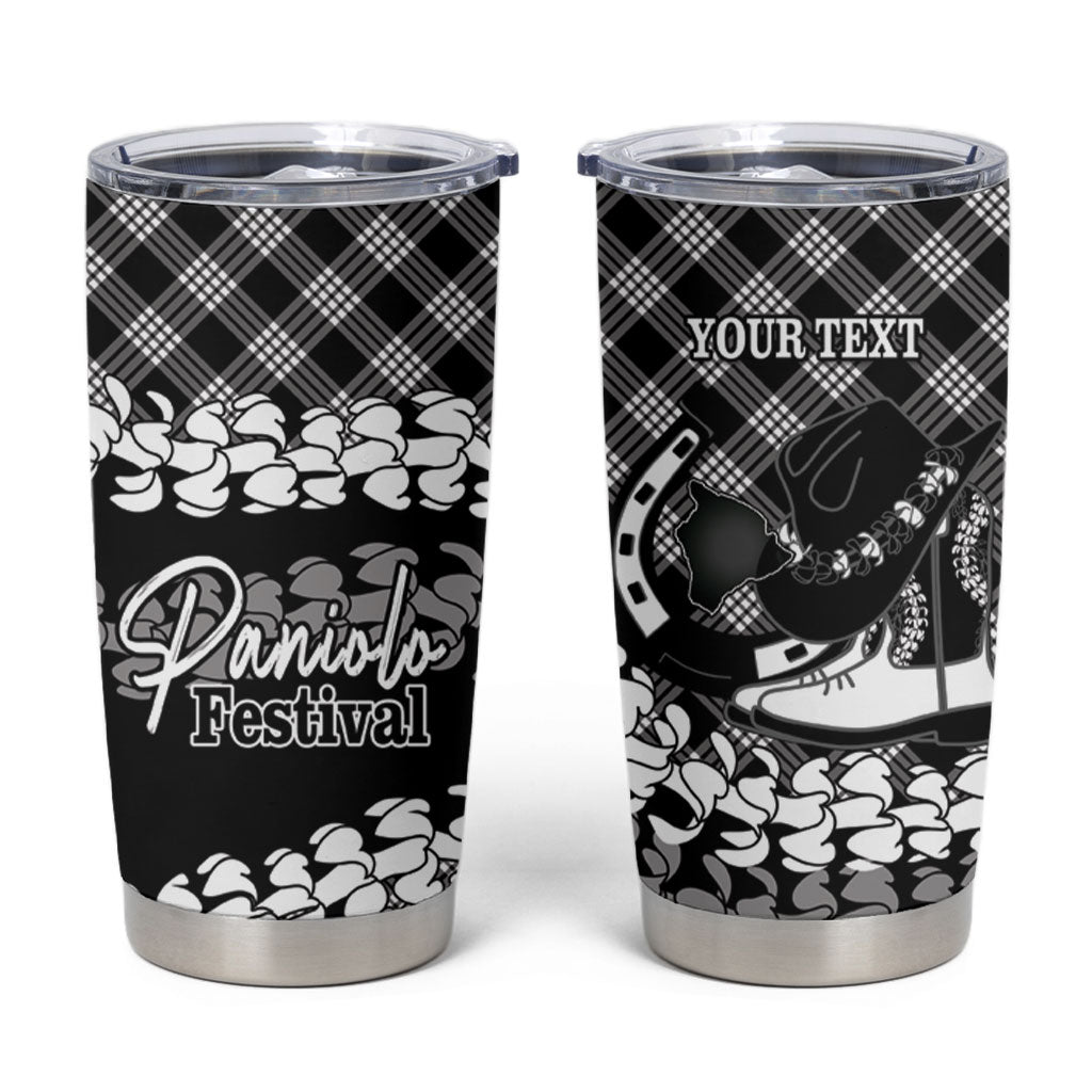 Eleele Hawaii Cowboy Palaka Motifs Personalised Tumbler Cup Paniolo Festival Puakenikeni Lei