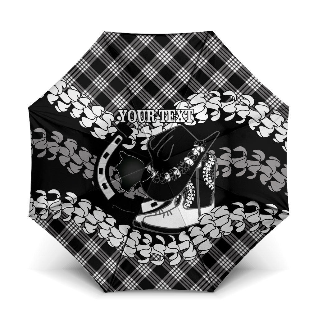 Eleele Hawaii Cowboy Palaka Motifs Personalised Umbrella Paniolo Festival Puakenikeni Lei