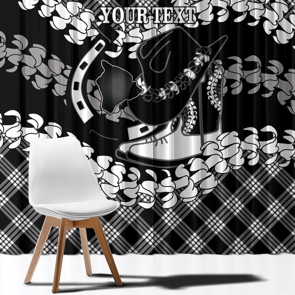 Eleele Hawaii Cowboy Palaka Motifs Personalised Window Curtain Paniolo Festival Puakenikeni Lei LT14 - Polynesian Pride