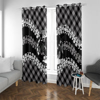 Eleele Hawaii Cowboy Palaka Motifs Personalised Window Curtain Paniolo Festival Puakenikeni Lei LT14 With Grommets Black - Polynesian Pride