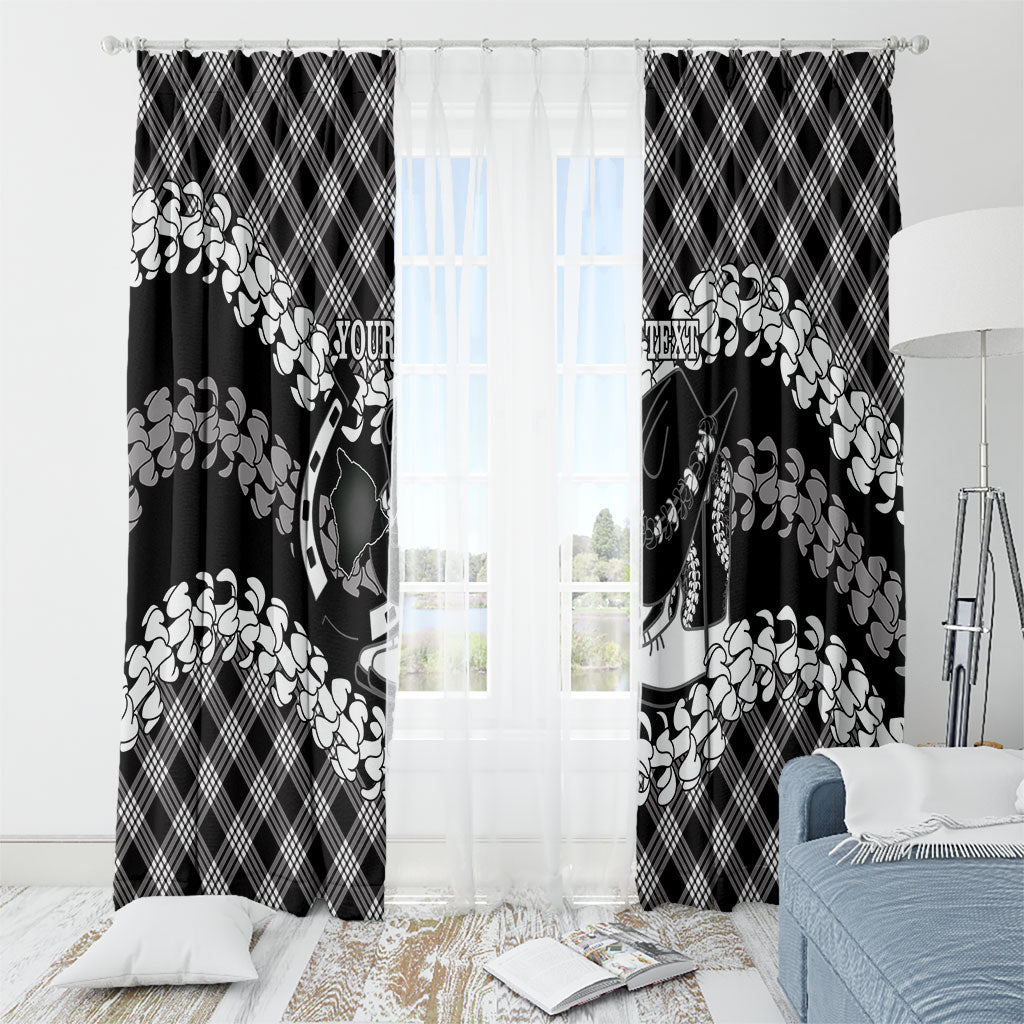 Eleele Hawaii Cowboy Palaka Motifs Personalised Window Curtain Paniolo Festival Puakenikeni Lei LT14 - Polynesian Pride