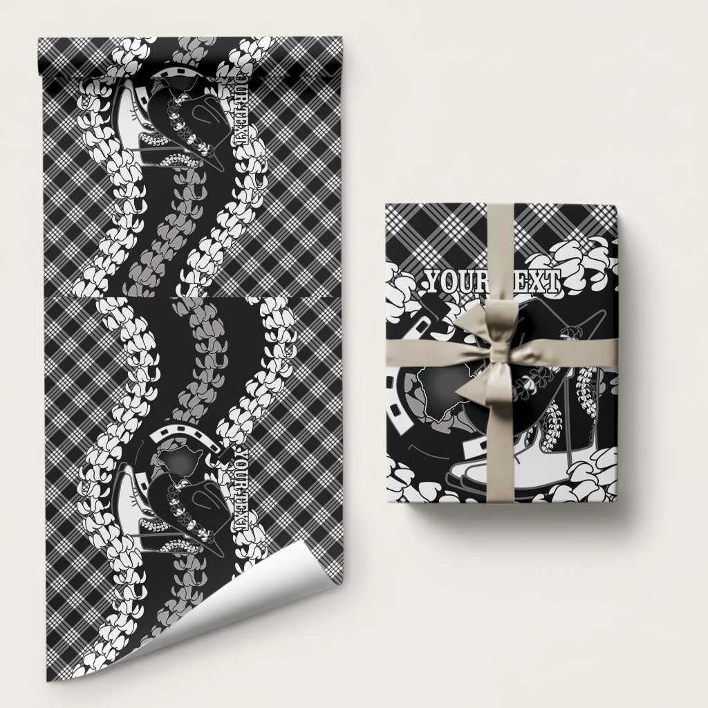Eleele Hawaii Cowboy Palaka Motifs Personalised Wrapping Paper Paniolo Festival Puakenikeni Lei