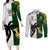 South Africa And Fiji Rugby Couples Matching Long Sleeve Bodycon Dress and Long Sleeve Button Shirts 2023 World Cup Fijian Tapa With Kente Pattern LT14 Green - Polynesian Pride