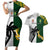 South Africa And Fiji Rugby Couples Matching Short Sleeve Bodycon Dress and Hawaiian Shirt 2023 World Cup Fijian Tapa With Kente Pattern LT14 Green - Polynesian Pride