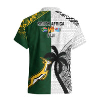 South Africa And Fiji Rugby Hawaiian Shirt 2023 World Cup Fijian Tapa With Kente Pattern LT14 - Polynesian Pride