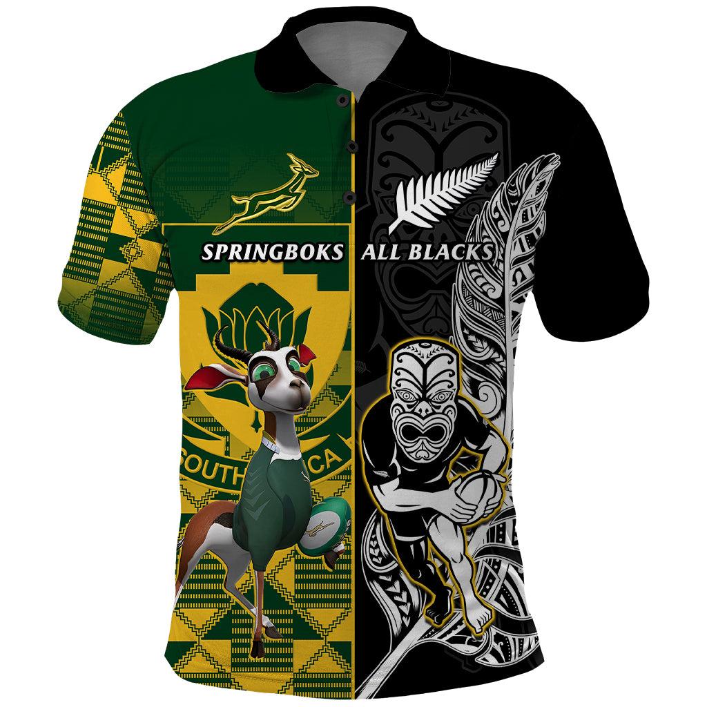 Springboks Kente & Aotearoa Maori Fern – Polo Shirt – Rugby Heritage LT14 Green - Polynesian Pride