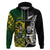 Custom South Africa And Aotearoa Rugby Hoodie 2023 Springboks Kente Combine All Black Maori Fern LT14 Pullover Hoodie Green - Polynesian Pride