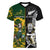 Custom South Africa And Aotearoa Rugby Women V Neck T Shirt 2023 Springboks Kente Combine All Black Maori Fern LT14 Female Green - Polynesian Pride