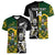 Custom South Africa And Aotearoa Rugby Women V Neck T Shirt 2023 Springboks Kente Combine All Black Maori Fern LT14 - Polynesian Pride