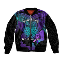 Suicide Awareness Your Story Is Not Over Yet Bomber Jacket Polynesian Butterfly Tattoo LT14 Unisex Purple - Polynesian Pride
