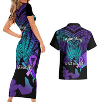 Suicide Awareness Your Story Is Not Over Yet Couples Matching Short Sleeve Bodycon Dress and Hawaiian Shirt Polynesian Butterfly Tattoo LT14 - Polynesian Pride
