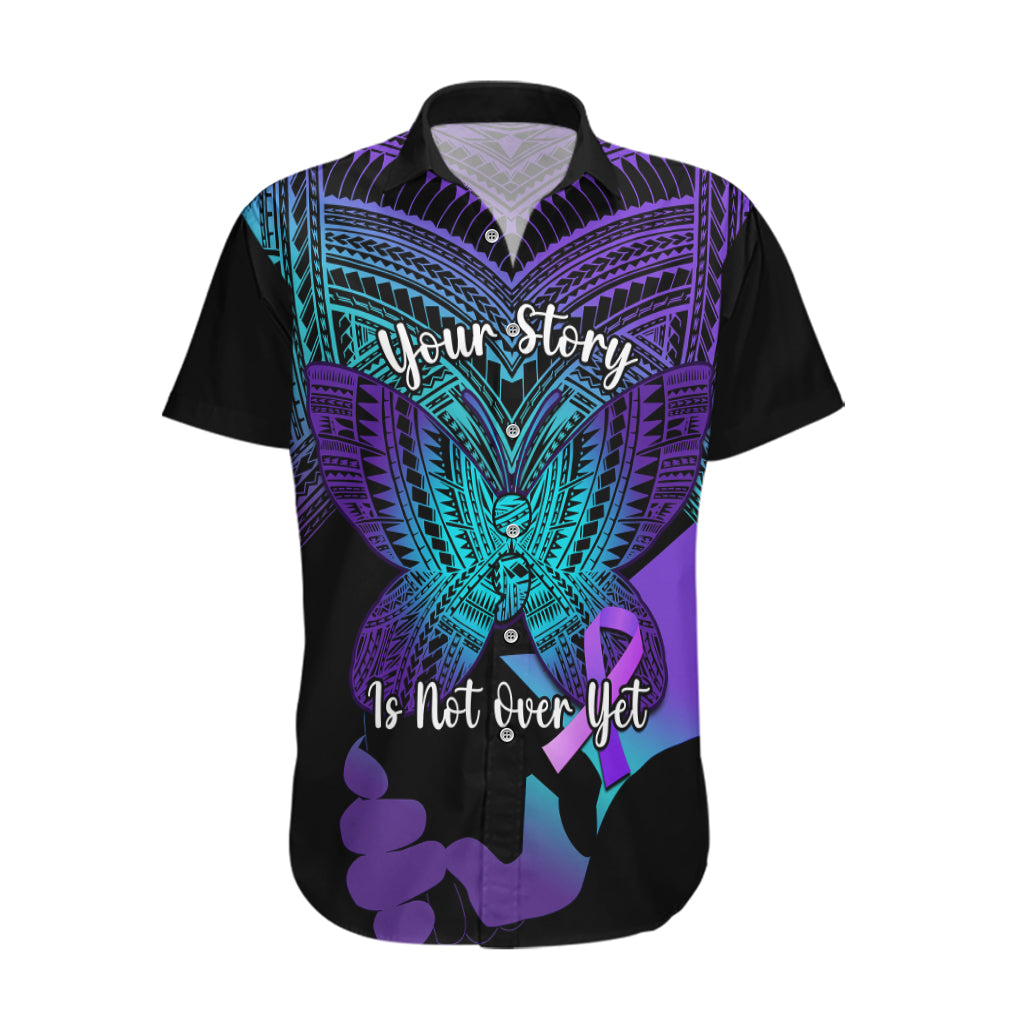 Suicide Awareness Your Story Is Not Over Yet Hawaiian Shirt Polynesian Butterfly Tattoo LT14 Purple - Polynesian Pride